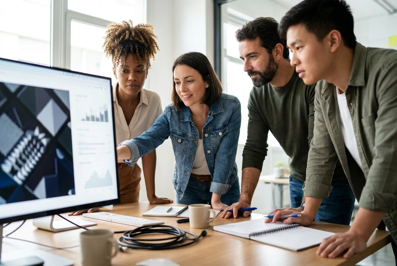 Website team responding to a smooth launch moment together