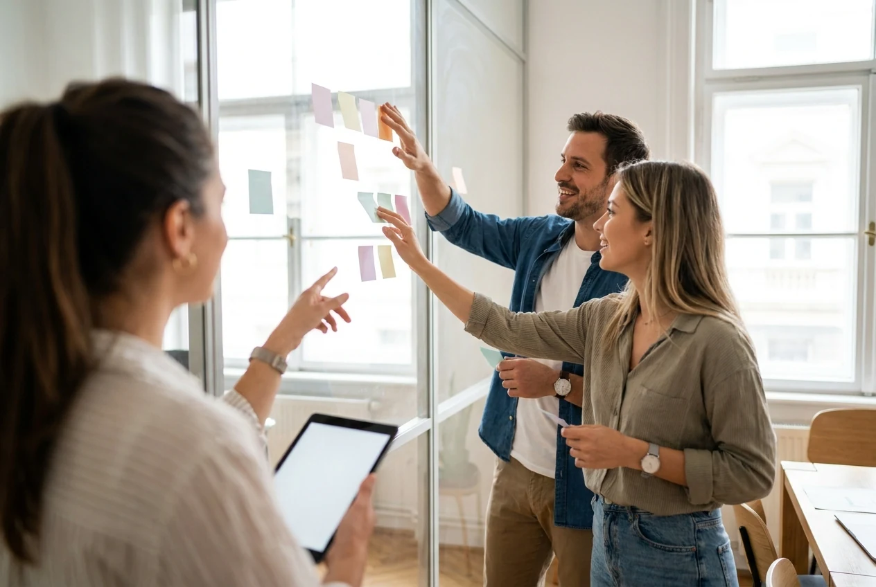 SEO team collaborating on an editorial content plan